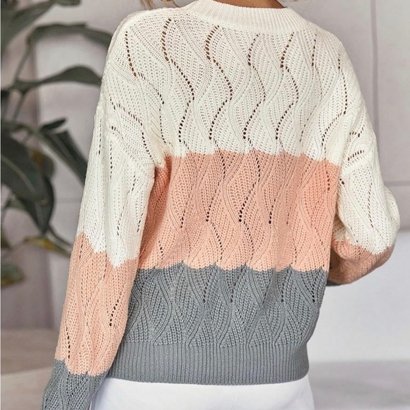 Women's Colorblock Drop Shoulder Knit Sweater - Picture 2 of 5